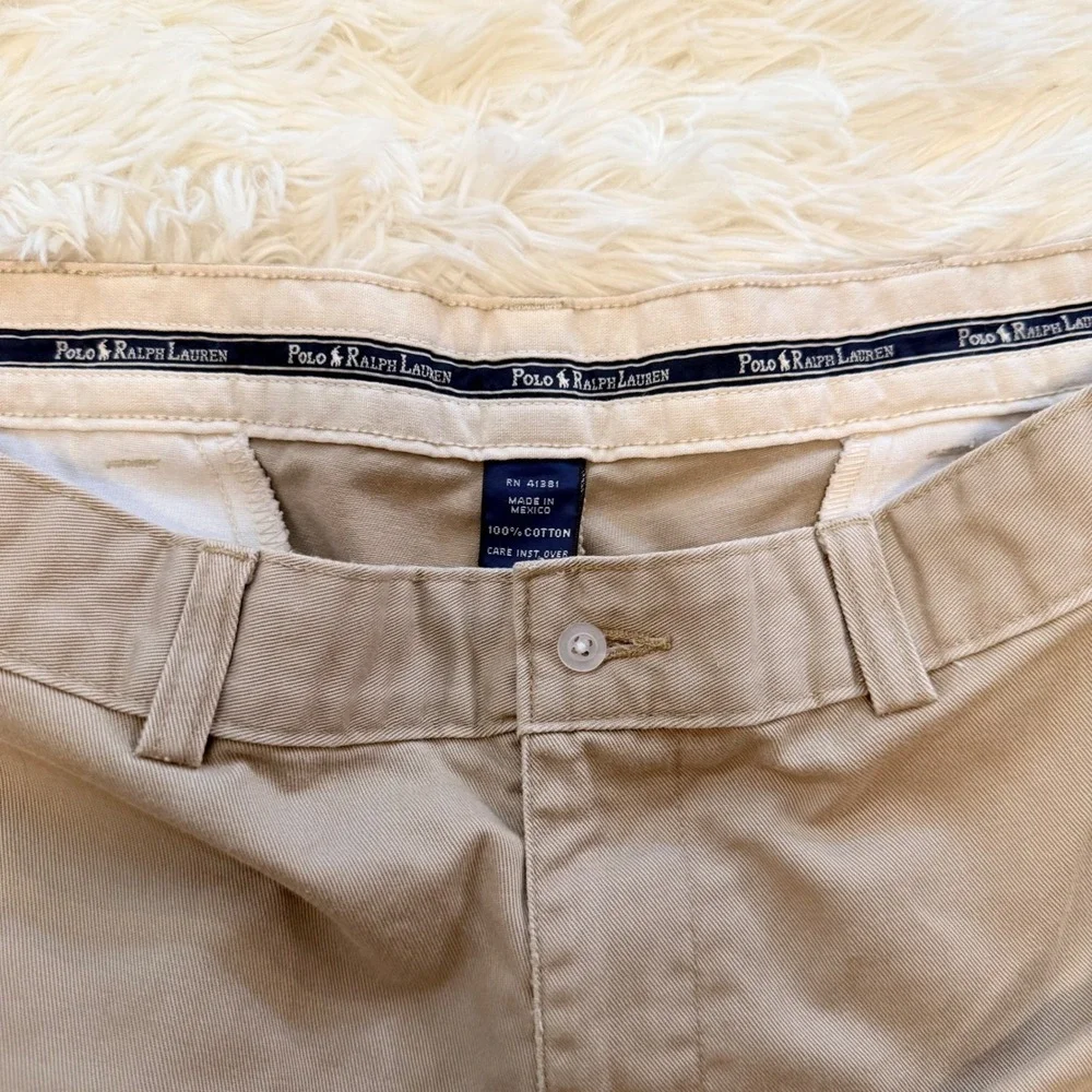 Polo Ralph Lauren Tan Khaki Chino Pants Mens 34x32 Classic Straight Leg Cotton